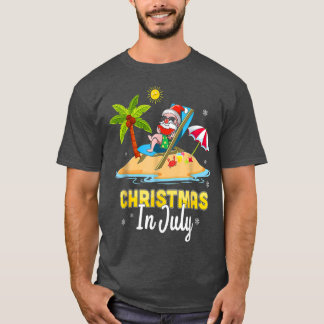 Christmas In July Santa Hawaiian Beach Summer Vaca T-Shirt