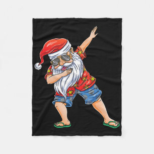 Christmas In July Santa Hawaiian  Fleece Blanket