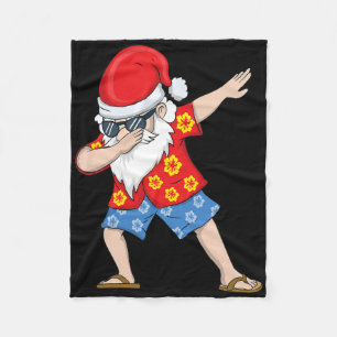 Christmas In July Santa Hawaiian Shirt  Fleece Blanket