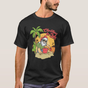 Christmas In July Santa Hawaiian Summer Beach Vaca T-Shirt
