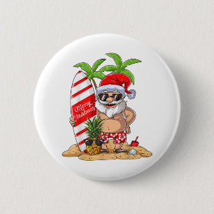 Christmas in July Santa Hawaiian Summer Surf Surfi 6 Cm Round Badge