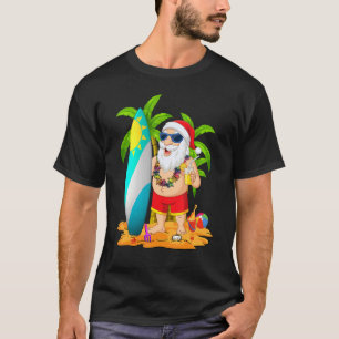 Christmas In July Santa Hawaiian Summer Surf Surfi T-Shirt