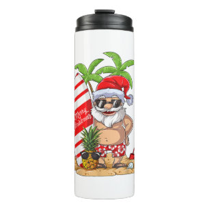 Christmas in July Santa Hawaiian Summer Surf Surfi Thermal Tumbler