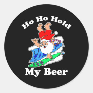 Christmas In July Santa Hawaiian Surfing Classic Round Sticker