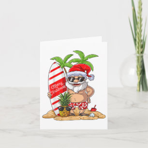 Christmas In July Santa Hawaiian Surfing Gifts Sum Card