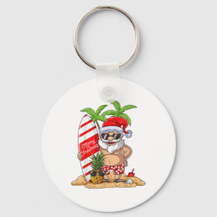 Christmas In July Santa Hawaiian Surfing Gifts Sum Key Ring