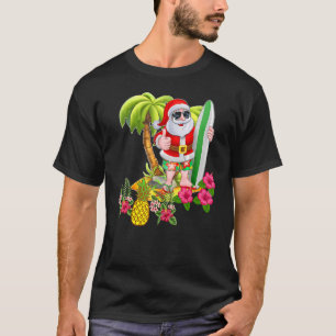Christmas In July Santa Hawaiian Surfing  Summer S T-Shirt
