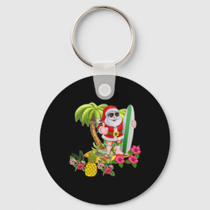 Christmas In July Santa Hawaiian Surfing T Shirt S Key Ring