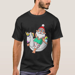 Christmas In July Santa Hawaiian Unicorn Swim Summ T-Shirt