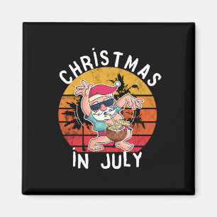 Christmas In July Santa Hawaiin Drink Sunset Funny Magnet