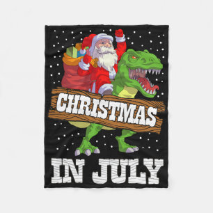 Christmas In July Santa Kids Boys Dinosaur T Rex S Fleece Blanket