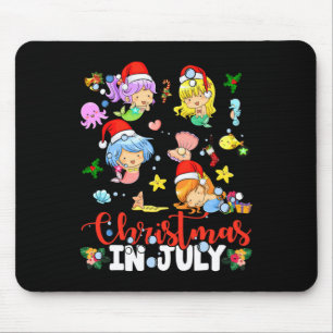 Christmas In July Santa Mermaid Lover Summer Beach Mouse Pad