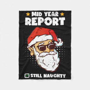 Christmas In July Santa Mid-year Report Still Naug Fleece Blanket