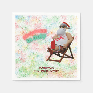 Christmas in July Santa  Napkin