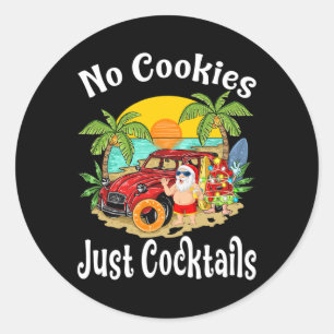 Christmas In July Santa No Cookies Just Tails Wate Classic Round Sticker