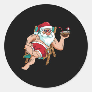 Christmas In July Santa On Beach Independence Day Classic Round Sticker