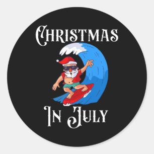 Christmas In July Santa On Beach Independence Day Classic Round Sticker