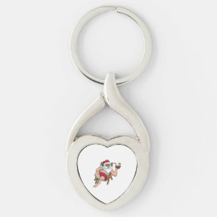 Christmas in July Santa on Beach Independence Day Key Ring