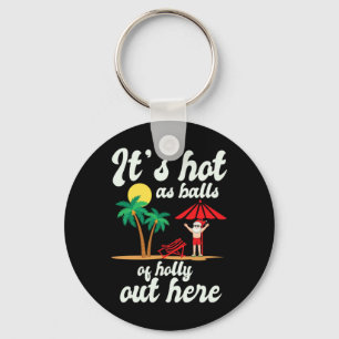 Christmas In July Santa On The Beach With Palm Tre Key Ring