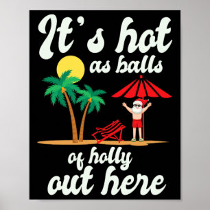 Christmas In July Santa On The Beach With Palm Tre Poster