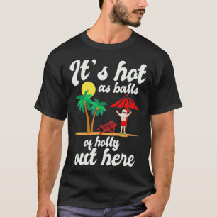 Christmas In July Santa On The Beach with Palm Tre T-Shirt