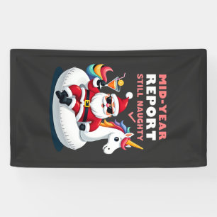 Christmas In July Santa on Unicorn Pool Float Stil Banner