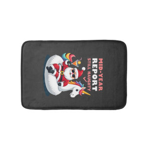 Christmas In July Santa on Unicorn Pool Float Stil Bath Mat