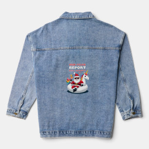 Christmas In July Santa on Unicorn Pool Float Stil Denim Jacket