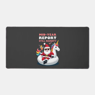 Christmas In July Santa on Unicorn Pool Float Stil Desk Mat