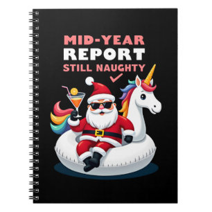 Christmas In July Santa on Unicorn Pool Float Stil Notebook