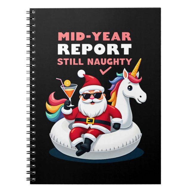 Christmas In July Santa on Unicorn Pool Float Stil Notebook (Front)