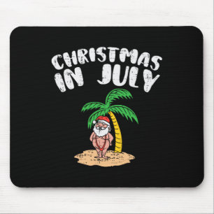 Christmas In July Santa Palm Tree Beach Summer Tro Mouse Pad