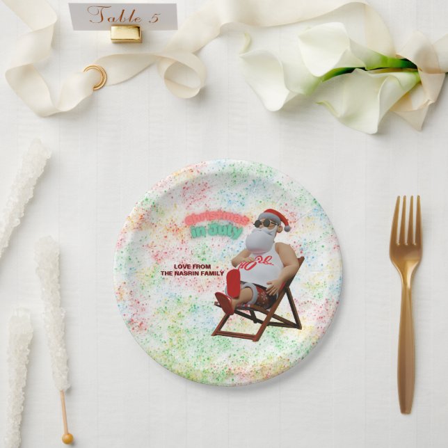 Christmas in July Santa  Paper Plate (Wedding)