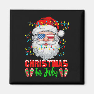 Christmas In July Santa Patriotic Festive Xmas Sum Magnet