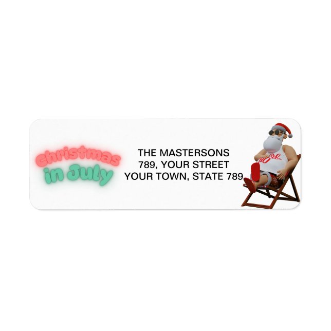 Christmas in July Santa Return Address Label (Front)