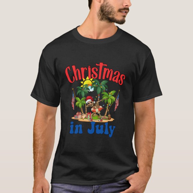 Christmas In July Santa Skeleton Hawaiian Party 4T T-Shirt (Front)