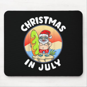 Christmas In July Santa Summer Beach Christmas In Mouse Pad