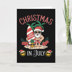 Christmas In July Santa Summer Beach Vacation 1 Card