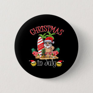 Christmas In July Santa Summer Beach Vacation 6 Cm Round Badge