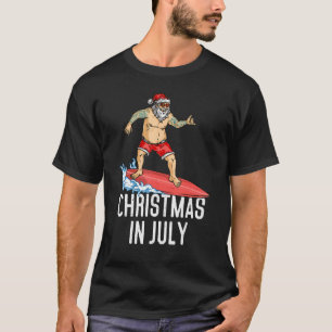 Christmas In July Santa Summer Surf Surfing Surfe T-Shirt