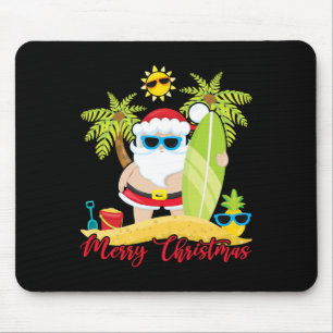Christmas In July Santa Summer Surfing Beach Surf Mouse Pad
