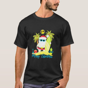 Christmas In July Santa Summer Surfing Beach Surf T-Shirt