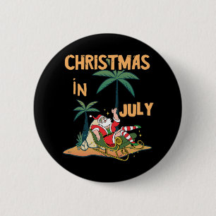 Christmas In July Santa Summer Vacation Hawaiin Po 6 Cm Round Badge