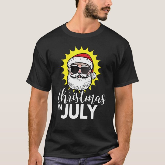 Christmas In July   Santa Sunglasses T-Shirt (Front)