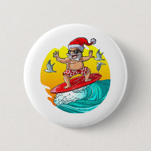 Christmas in July Santa Surf Hawaiian Men Summer 6 Cm Round Badge