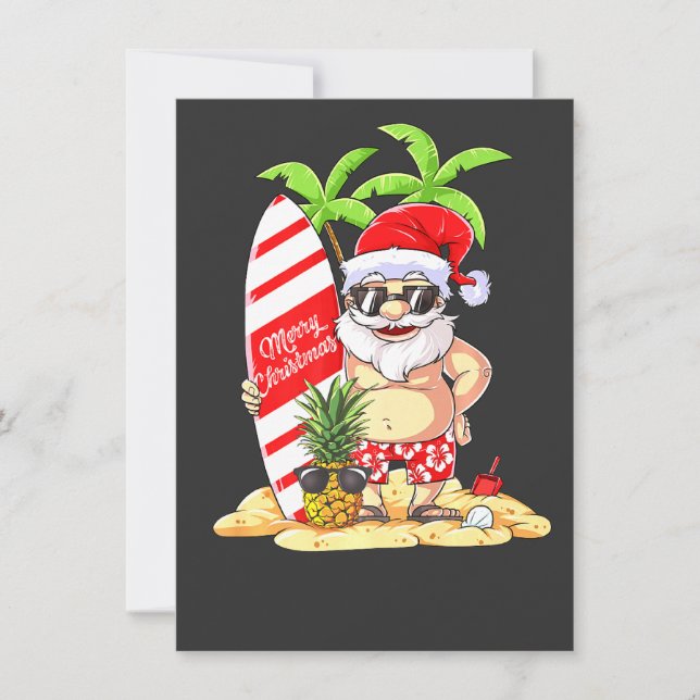 Christmas In July Santa Surf Hawaiian Men Summer S Invitation (Front)