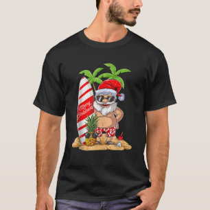 Christmas in July Santa Surf Hawaiian Men Summer S T-Shirt