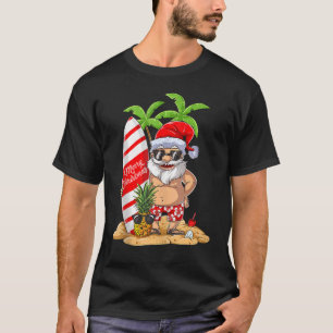 Christmas In July Santa Surf Hawaiian Summer Surfi T-Shirt