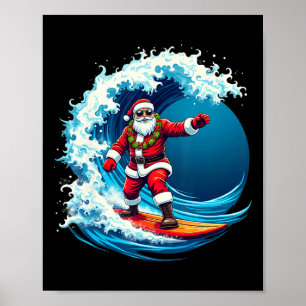 Christmas In July Santa Surf Summer Surfing _1  Poster