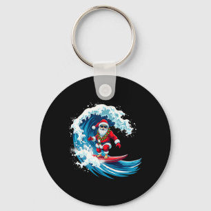 Christmas In July Santa Surf Summer Surfing _2 Key Ring